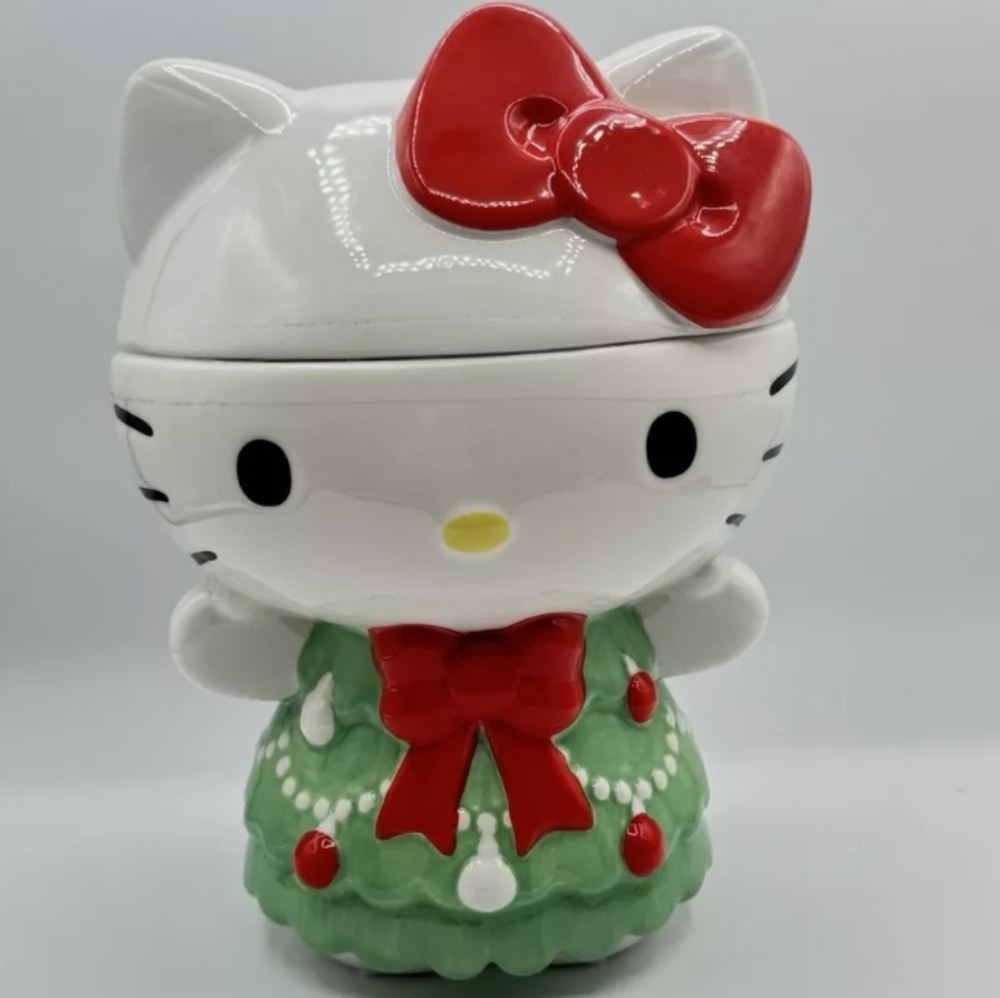 Hello Kitty Christmas 2024 Gree Tree Dress Ceramic Cookie Jar Canister